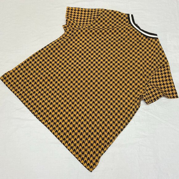 Harve Benard Print Series Cap Sleeve Stretch Band Crew Neck Houndstooth Top M - Picture 9 of 13